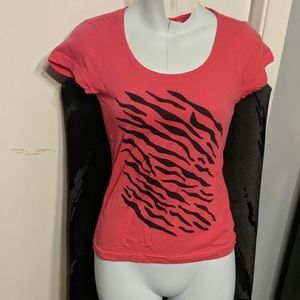 H&M pink stripe scoop neck babydoll T-shirt